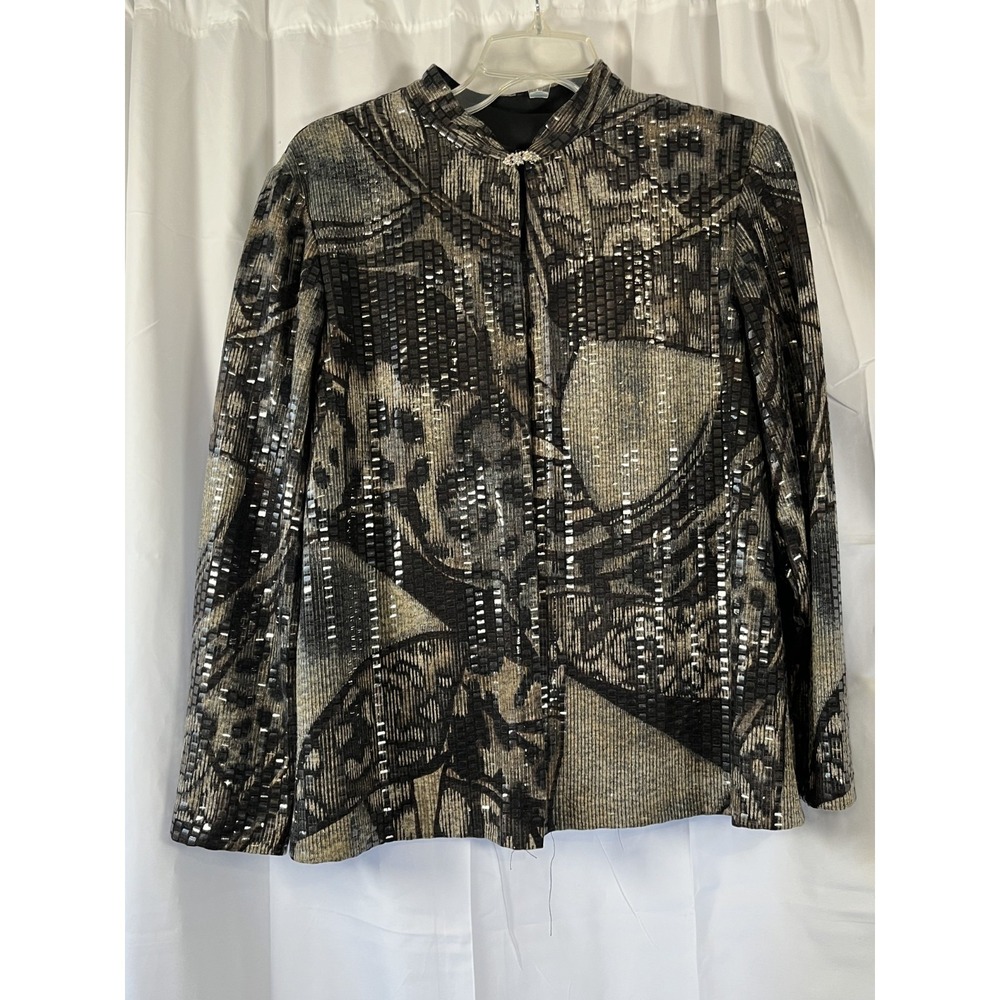 R&M Richards Size 14 Petite Champagne Jacket Tank Set Gray/Black